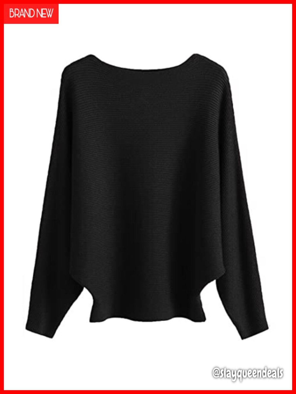MAKARTHY Women's Striped Batwing Sleeve Knit Pullover Sweater